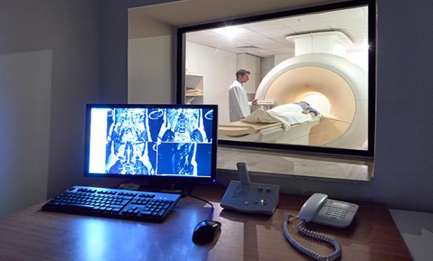 MRI machine and control room.